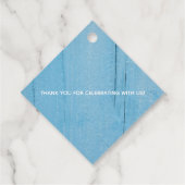 青い木のカスタム素朴結婚式の後に幸せに フェイバータグ (裏面)