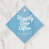 青い木のカスタム素朴結婚式の後に幸せに フェイバータグ (正面)