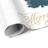 青い木のクリスマス ラッピングペーパー (ロールコーナー)