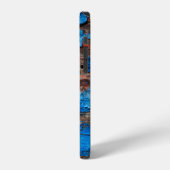 青い木のテクスチャ背景 iPhoneケース (左側面)