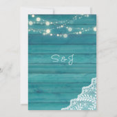 青い木のレースのストリングライト 招待状 (裏面)