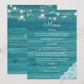 青い木のレースのストリングライト 招待状 (正面/裏面)