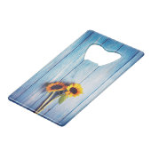 青い木の壁のひまわり クレジットカード栓抜き (裏面アングル)