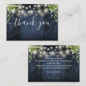 青い木の弦のライトグリーン結婚の感謝の気持ち プレイスカード (正面/裏面)