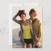 青い木の弦のライトメイソンの結婚写真 招待状 (裏面)