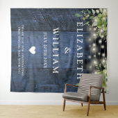 青い木の文字列ライト緑の写真の背景 タペストリー (インサイチュ(横))