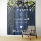 青い木の文字列ライト緑の写真の背景 タペストリー (インサイチュ)