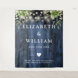 青い木の文字列ライト緑の写真の背景 タペストリー