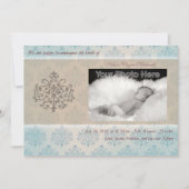 青い木の男の赤ちゃんの誕生の発表 案内状 (正面)