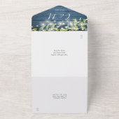 青い木の葉の文字列ライトメイスンジャーズ結婚ズ オールインワン招待状 (外側)