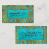 青い木の金エンボスのケルト族パターン 名刺 (正面/裏面)