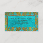 青い木の金エンボスのケルト族パターン 名刺 (裏面)