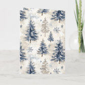 青い木の雪の結晶のクリスマス窓 カード (裏面)