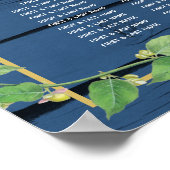 青い木材ヴィンテージバラ結婚金ゴールドの座席表 ポスター (角)