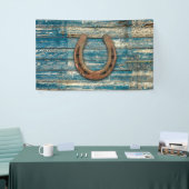 青い木板の蹄鉄 横断幕 (トレードショー)