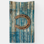 青い木板の蹄鉄 横断幕 (縦)