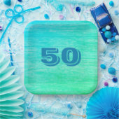 青い木目 ペーパープレート (パーティー)