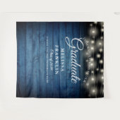 青い木素朴の弦のライト卒業の背景 タペストリー (正面(横))