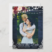 青い木素朴材のフローラライトレース日付を保存 セーブザデート (正面)