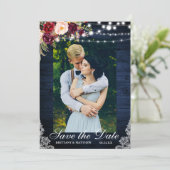 青い木素朴材のフローラライトレース日付を保存 セーブザデート (スタンド正面)