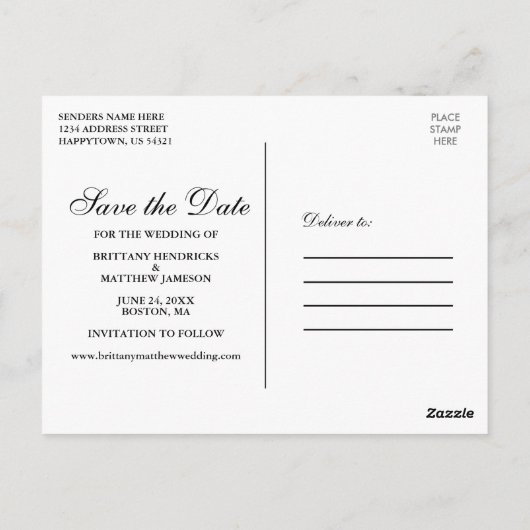 青い木素朴材のフローラライトレース日付を保存 ポストカード (裏面)