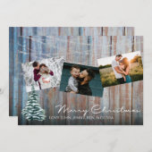 青い木素朴材3写真メリークリスマスと木 招待状 (正面/裏面)