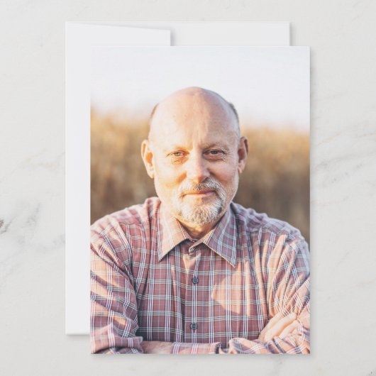 青い木素朴板の写真の退職パーティー 招待状 (裏面)