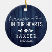 青い木素朴永遠に私たちのハートポーペット セラミックオーナメント (正面)