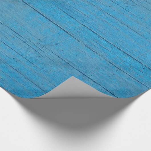 青い木製の穀物の継ぎ目が無いタイルを張られた木 ラッピングペーパー (角)