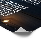 青い木製ストリングライト17テーブ結婚ルの座席 ポスター (角)