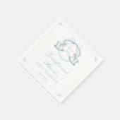 青い木製ロッキングホースのクレスト男の赤ちゃんシャワー スタンダードカクテルナプキン (角)