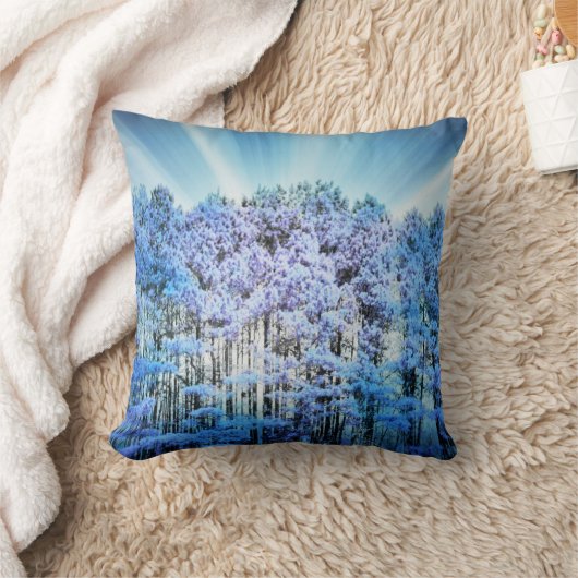 青い木 クッション (ブランケット)