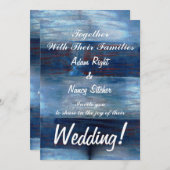 青い木、素朴な結婚式 招待状 (正面/裏面)