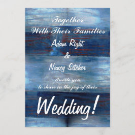 青い木、素朴な結婚式 招待状