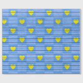 青い木(黄色のハート) ラッピングペーパー (フラット)