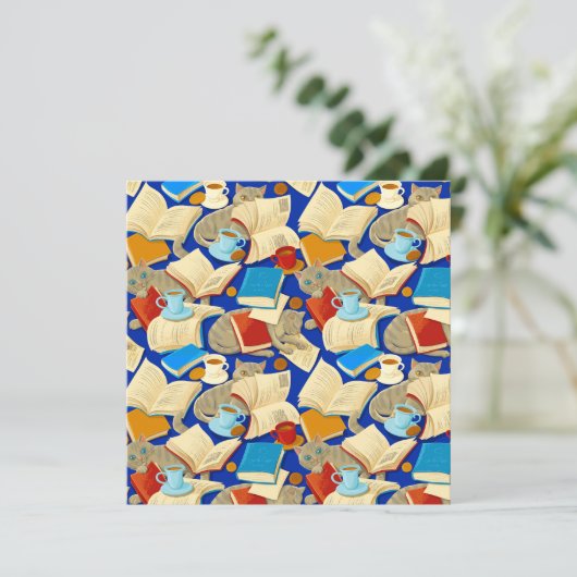 青い本と猫 カード (スタンド正面)