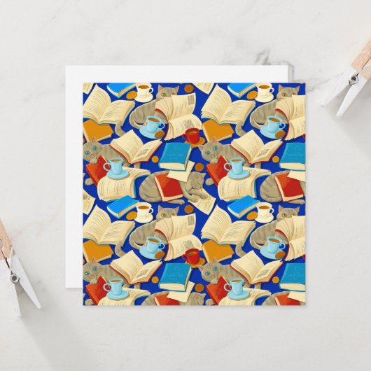 青い本と猫 カード (正面/裏面インサイチュ)