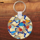 青い本と猫 キーホルダー (正面)