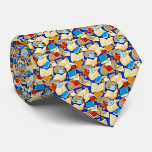 青い本と猫 ネクタイ