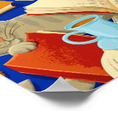 青い本と猫 ポスター (角)