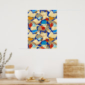 青い本と猫 ポスター (キッチン)