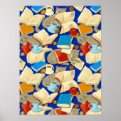 青い本と猫 ポスター (正面)