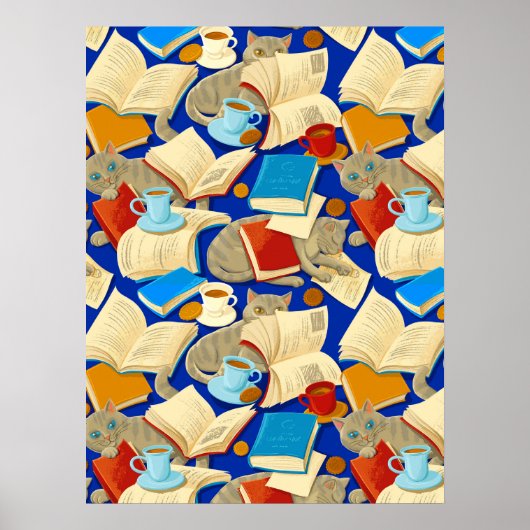 青い本と猫 ポスター (正面)