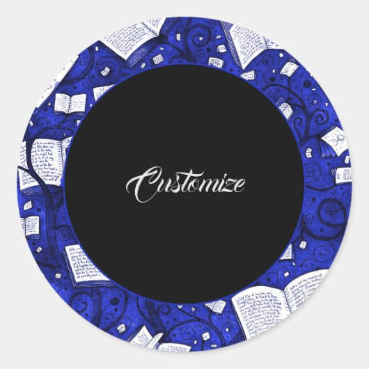 青い本の背景 ラウンドシール (正面)