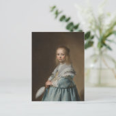 青い朱色の葉書の少女 ポストカード (スタンド正面)