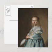 青い朱色の葉書の少女 ポストカード (正面/裏面)