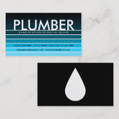 青い材料見本の鉛管工 名刺 (正面/裏面)