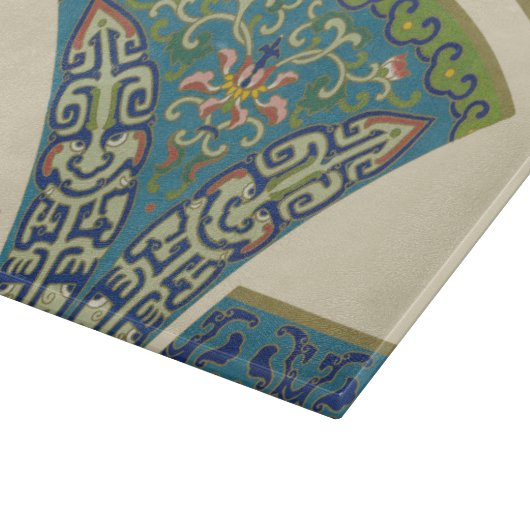 青い東洋のデザインと笑顔の顔 カッティングボード (角)