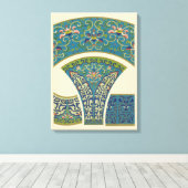 青い東洋のデザインと笑顔の顔 キャンバスプリント (インサイチュ (ウッドフロア))