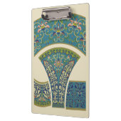 青い東洋のデザインと笑顔の顔 クリップボード (左)